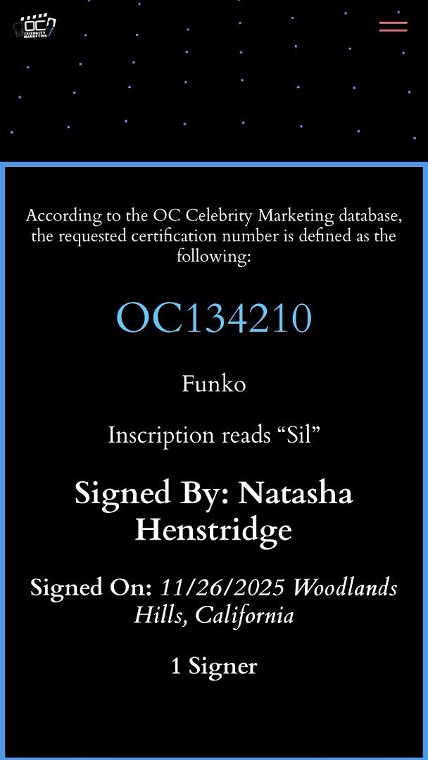 Natasha Henstridge signed "Sil" Funko #1906 (Species) - OC Celebrity Marketing COA