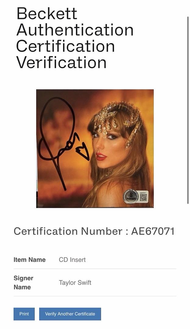 Taylor Swift matted, signed "Life of a Showgirl" CD Insert Photo 1 - Beckett COA