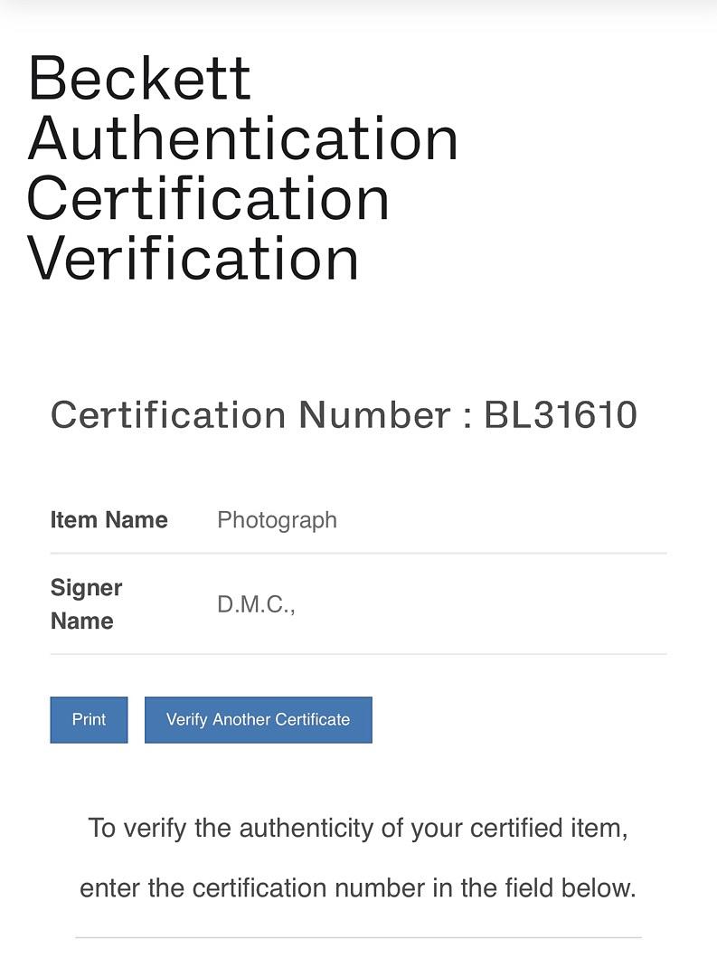 Daryl McDaniels (RUN DMC) signed 8x10 - Beckett COA