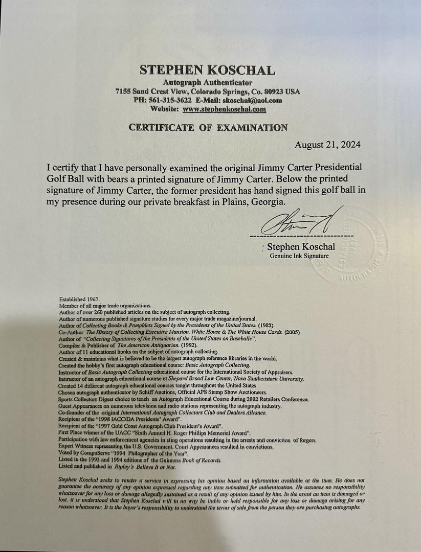 Barack Obama Presidential Seal Signed Golf Ball *RARE* - Stephen Koschal COA