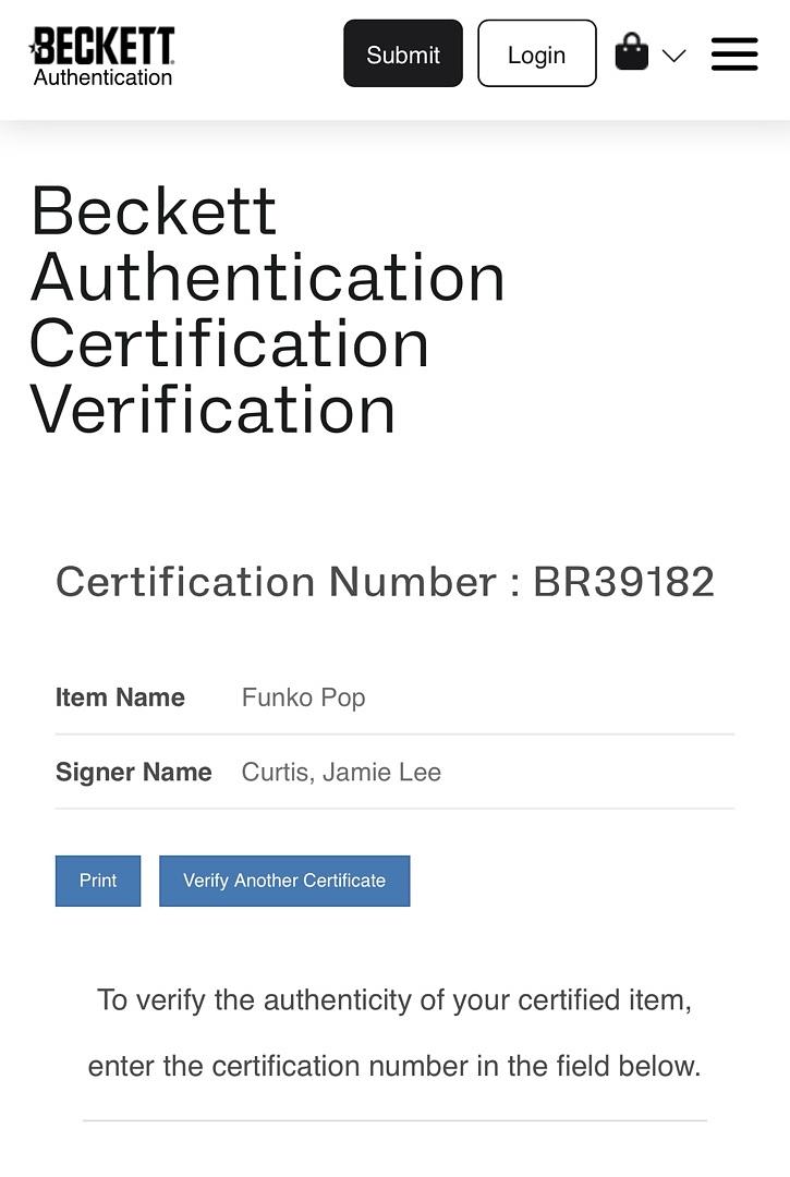 Jamie Lee Curtis Signed Funko Pop #03 Michael Myers Halloween (Blue Ink) - Beckett COA