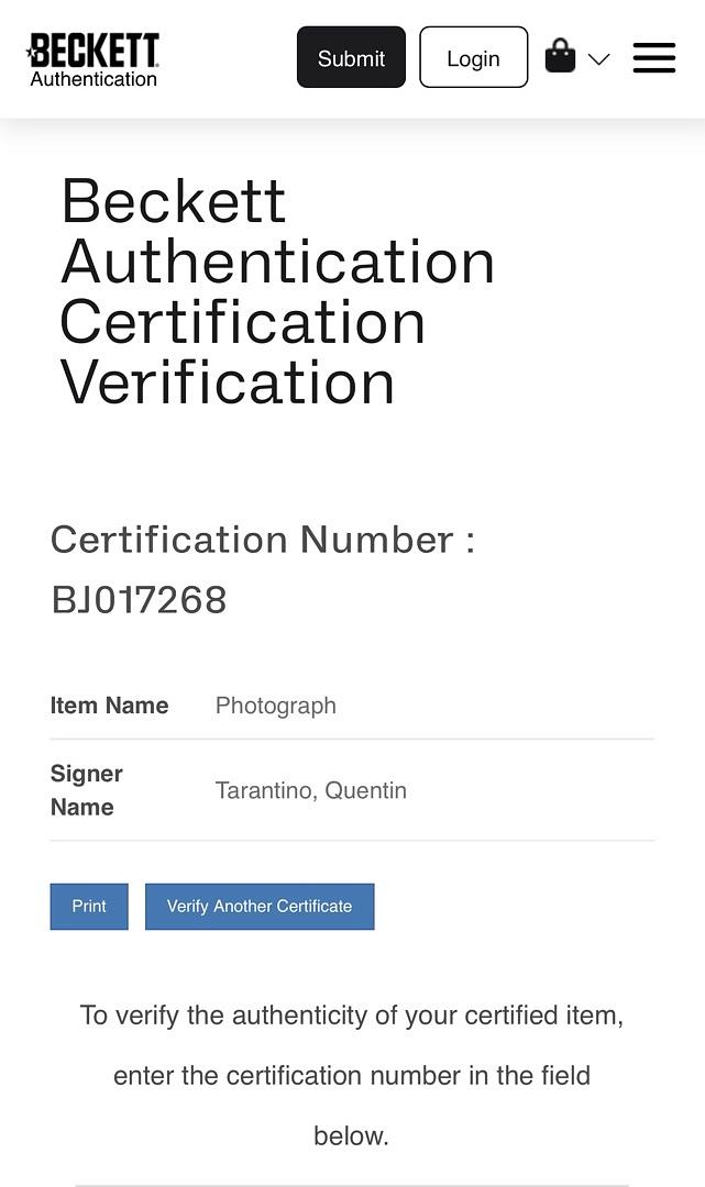 Quentin Tarantino signed 12x18 (Once Upon A Time in Hollywood) - Beckett COA
