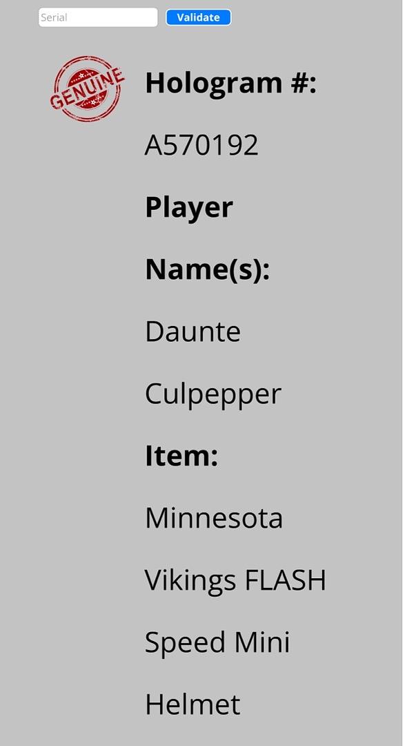 Daunte Culpepper signed flash mini-helmet - Schwartz COA