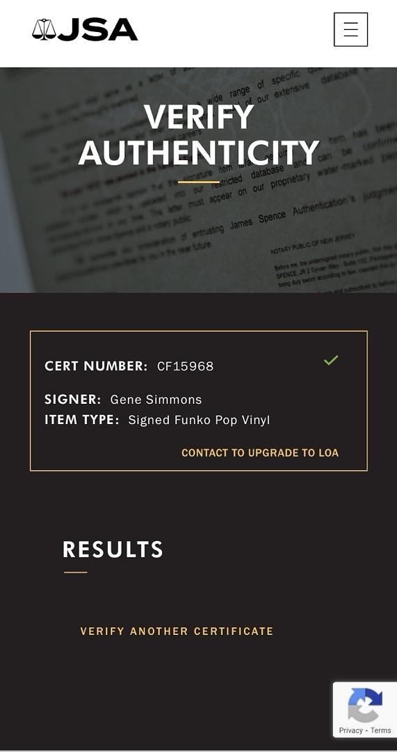 Gene Simmons (KISS) signed Funko Pop #121 w/inscription - JSA COA