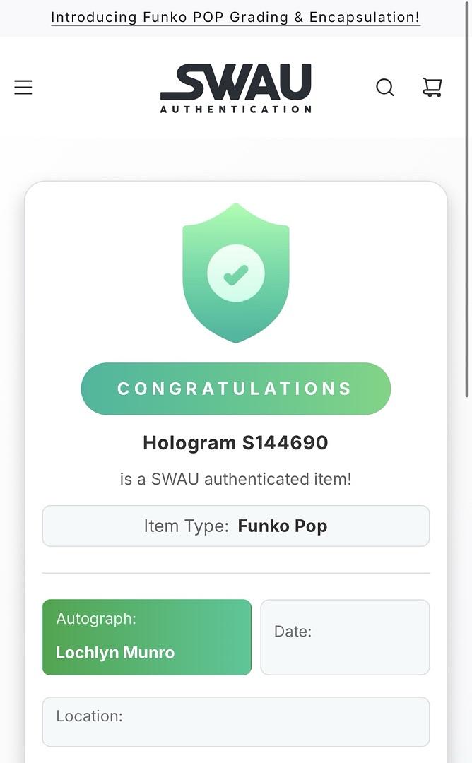 Lochlyn Munro signed "City Hunter" Funko #1751 (Predator) - SWAU COA