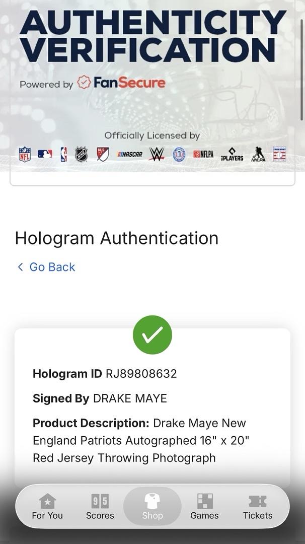 Drake Maye signed 16x20 (Patriots) - Fanatics COA