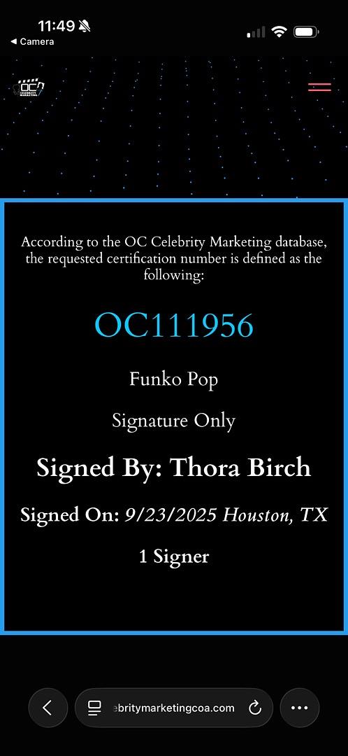 Thora Birch "Hocus Pocus" signed Funko #1069 - OC Celebrity Marketing