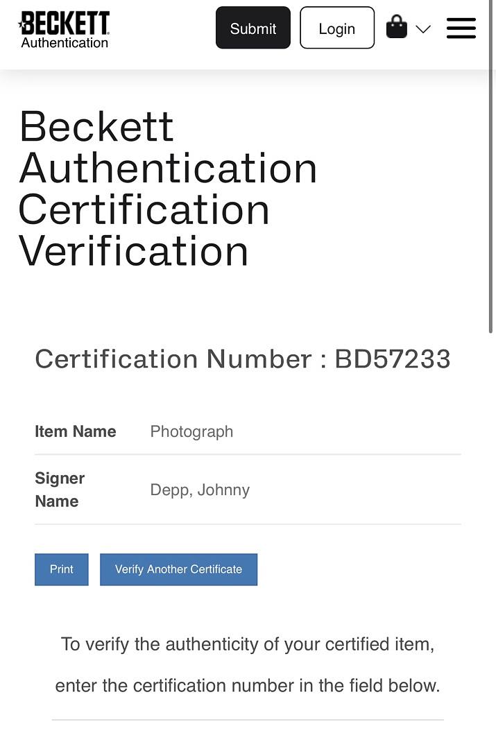 Johnny Depp Signed 8x10 Photo (Pirates Of The Caribbean) - Beckett COA