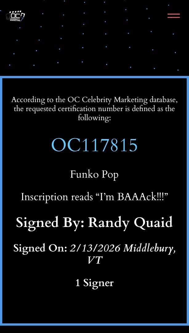Randy Quaid National Lampoons Christmas Vacation Signed Funko #243 w/quote - OC Celebrity Marketing