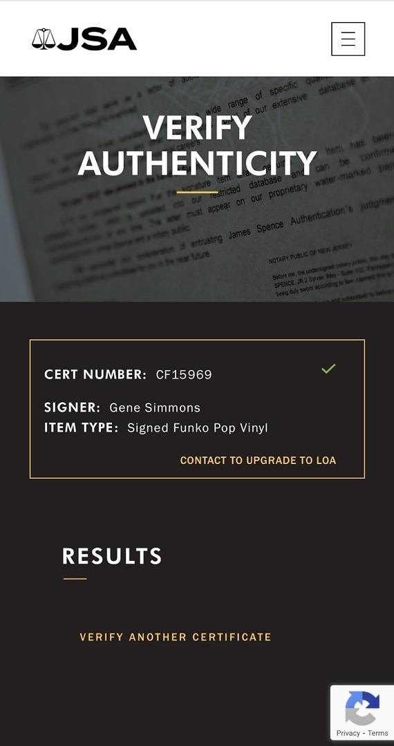 Gene Simmons (KISS) signed Funko Pop #121 w/inscription - JSA COA