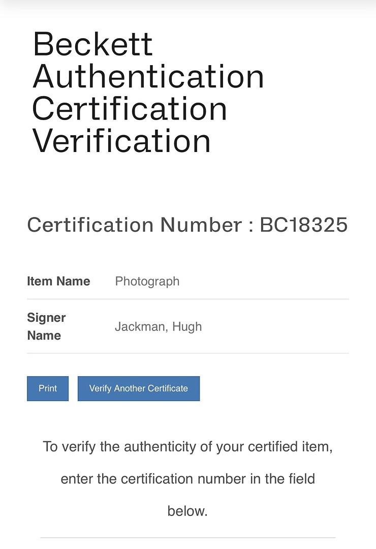 Hugh Jackman signed 11x14 (Wolverine) - Beckett COA