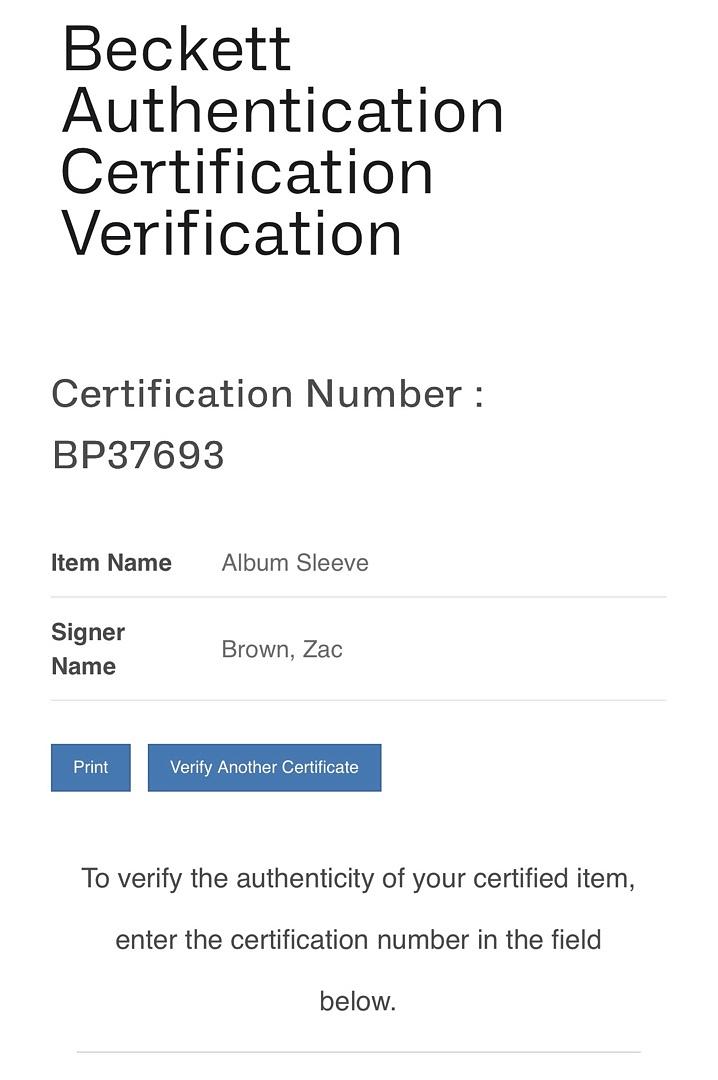 Zac Brown Signed Album "From The Road - Volume 1" Vinyl Album #03 - Beckett COA