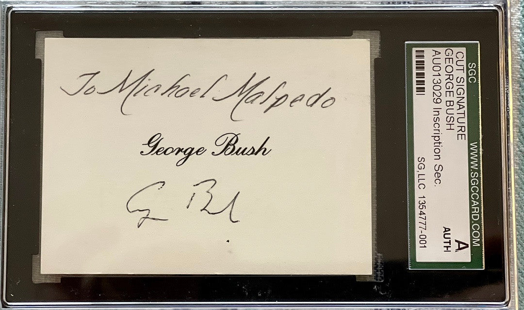 President George Bush Cut Signature Card Slabbed - SGC