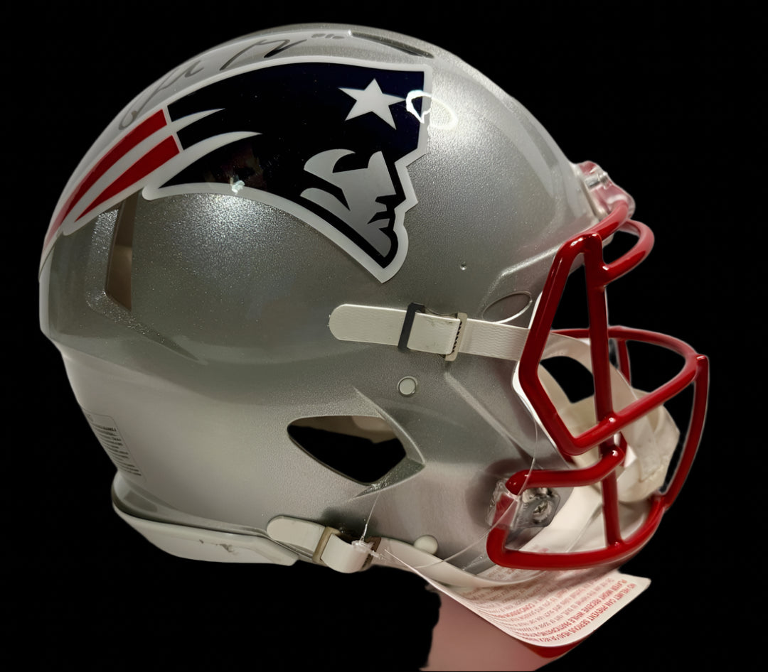 Drake Maye Signed Patriots Full Size Authentic Helmet - Fanatics COA