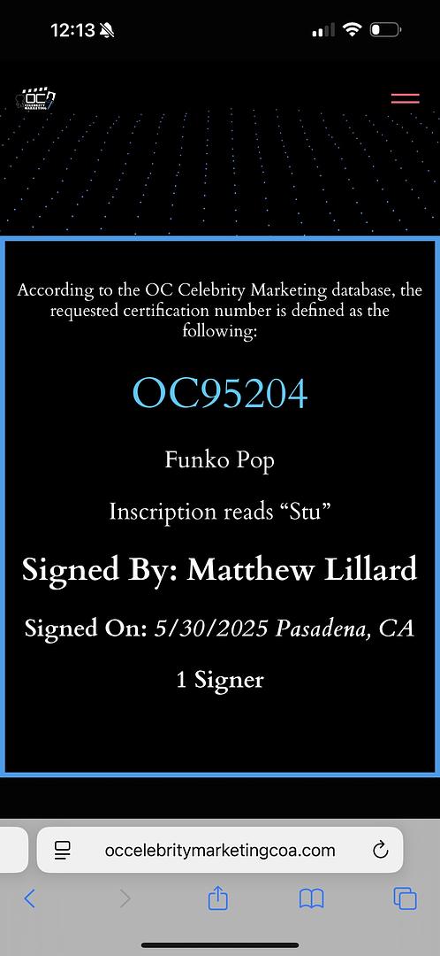 Matthew Lillard Signed Funko Pop #1607 Ghost Face Blacklight Variant (Scream) - OC Celebrity Marketing #03