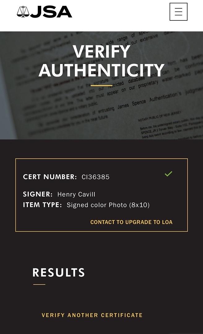 Henry Cavill signed 8x10 (Superman) - JSA COA