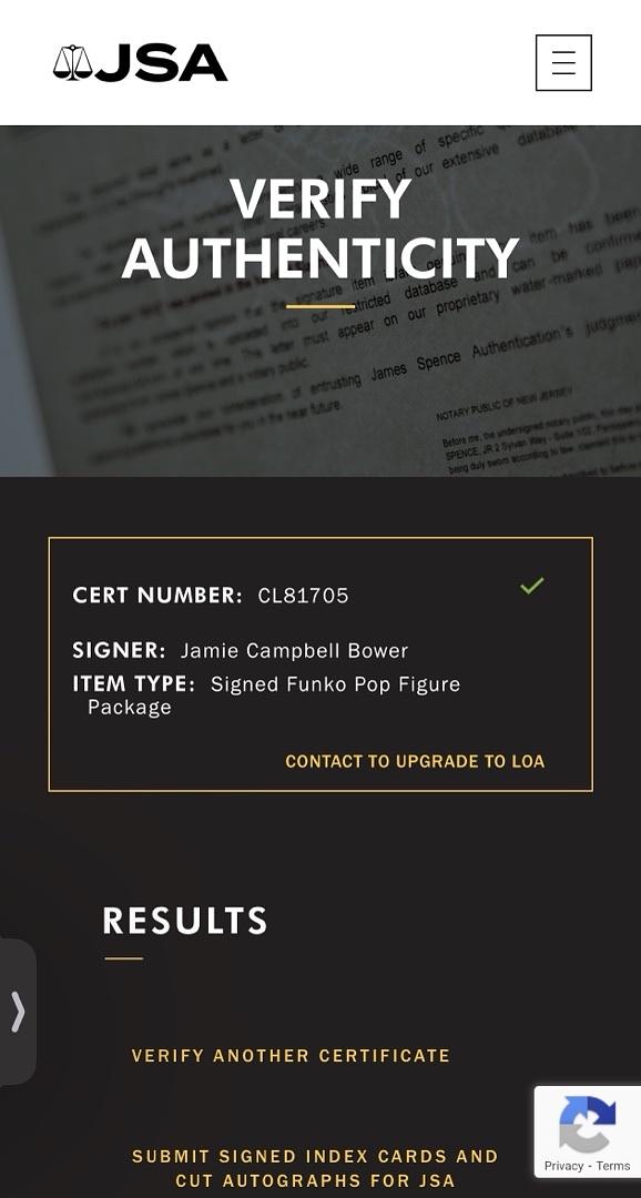 Jamie Campbell Bower signed Signature Series "Mr. Whatsit" Funko #1808 (Stranger Things) - JSA COA