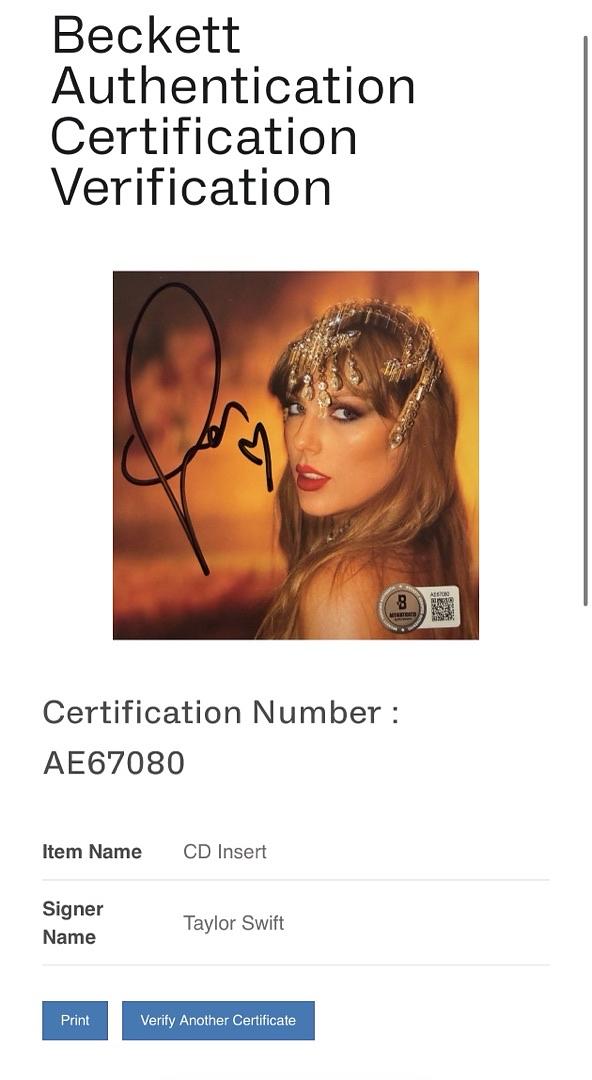 Taylor Swift matted, signed "Life of a Showgirl" CD Insert Photo 1 - Beckett COA