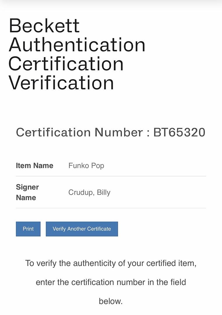 Billy Crudup signed "Dr. Manhatten" Funko #1888 (Watchmen) - Beckett COA