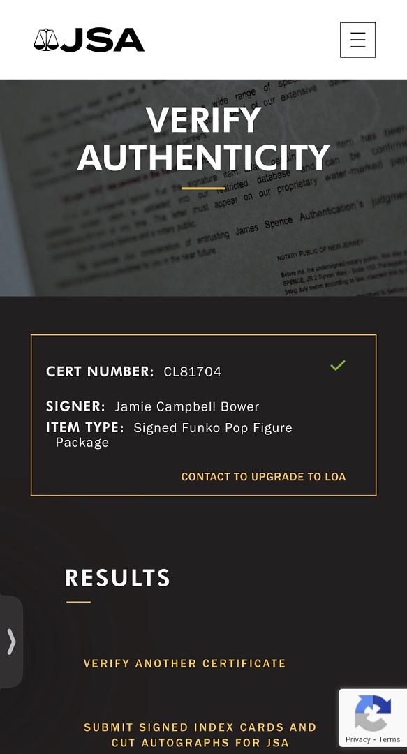 Jamie Campbell Bower signed Signature Series "Mr. Whatsit" Funko #1808 (Stranger Things) - JSA COA