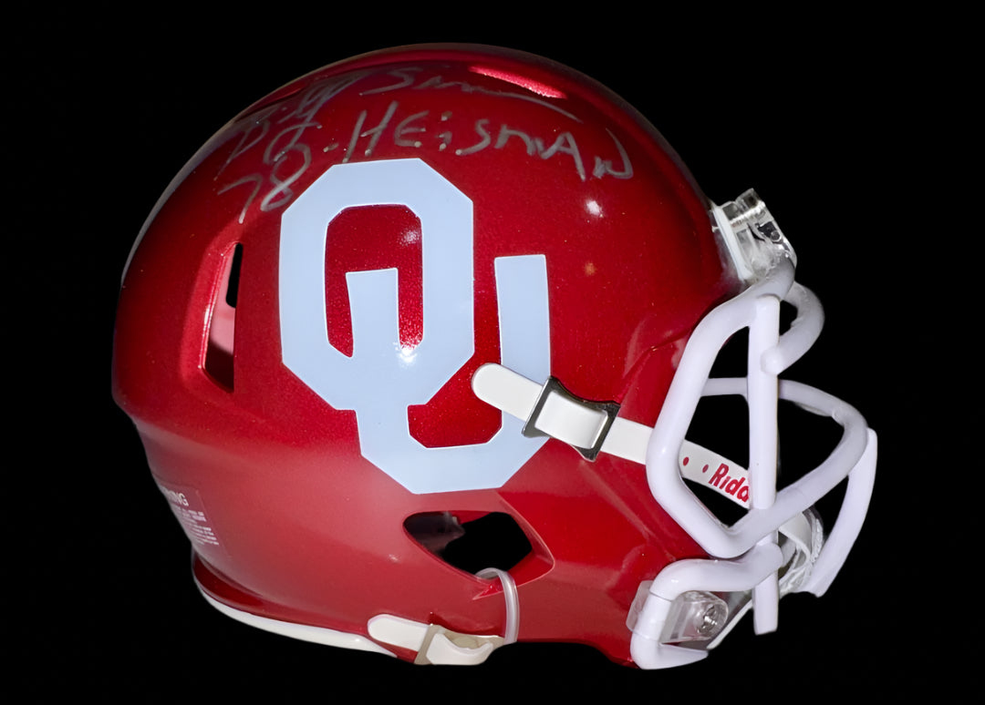 Billy Sims (Oklahoma) signed Heisman mini-helmet - Schwartz COA