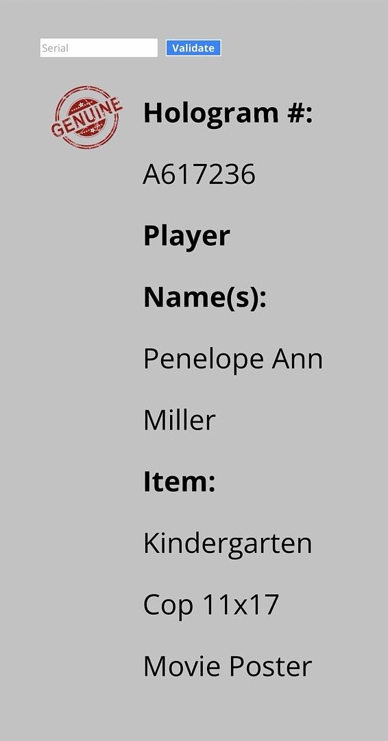 Penelope Ann Miller signed 11x17 "Kindergarten Cop" photo - Schwartz COA