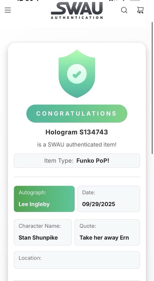 Lee Ingleby signed "Stan Shunpike" Funko #170 (Harry Potter) w/quote - Empire Signings & SWAU COA