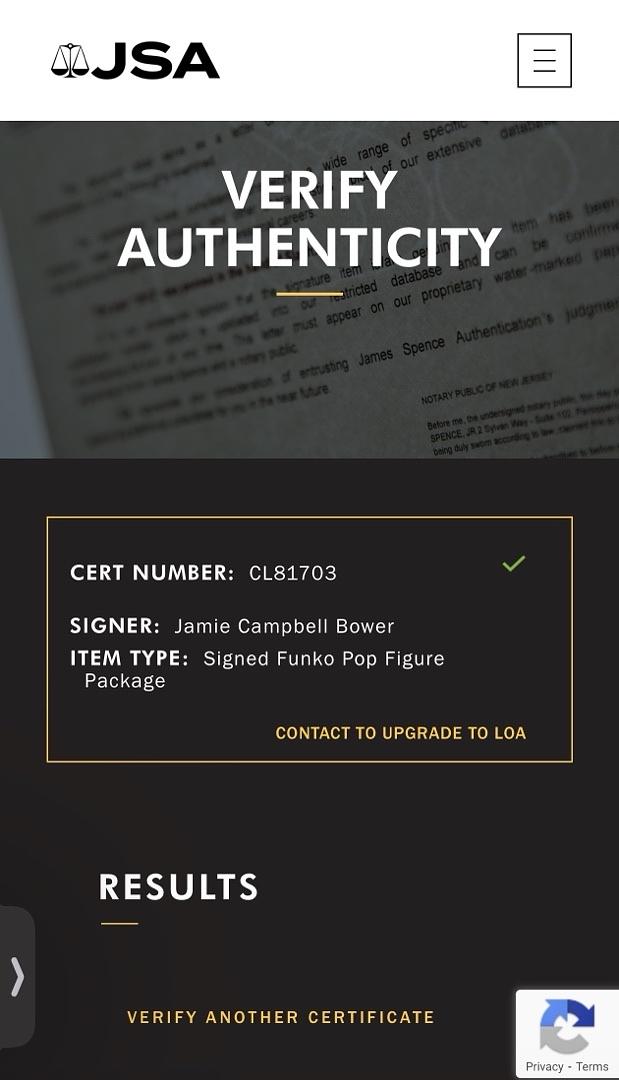 Jamie Campbell Bower signed Signature Series "Mr. Whatsit" Funko #1808 (Stranger Things) - JSA COA