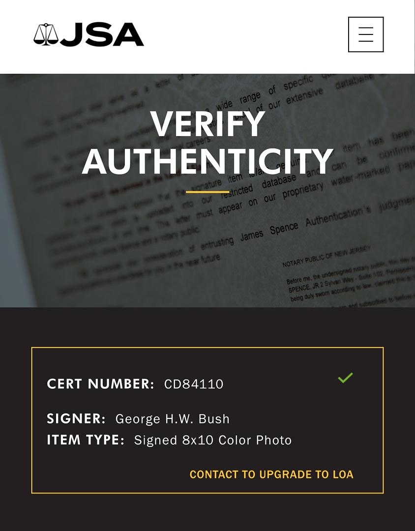 President George Bush Signed 8x10 Photo - JSA COA