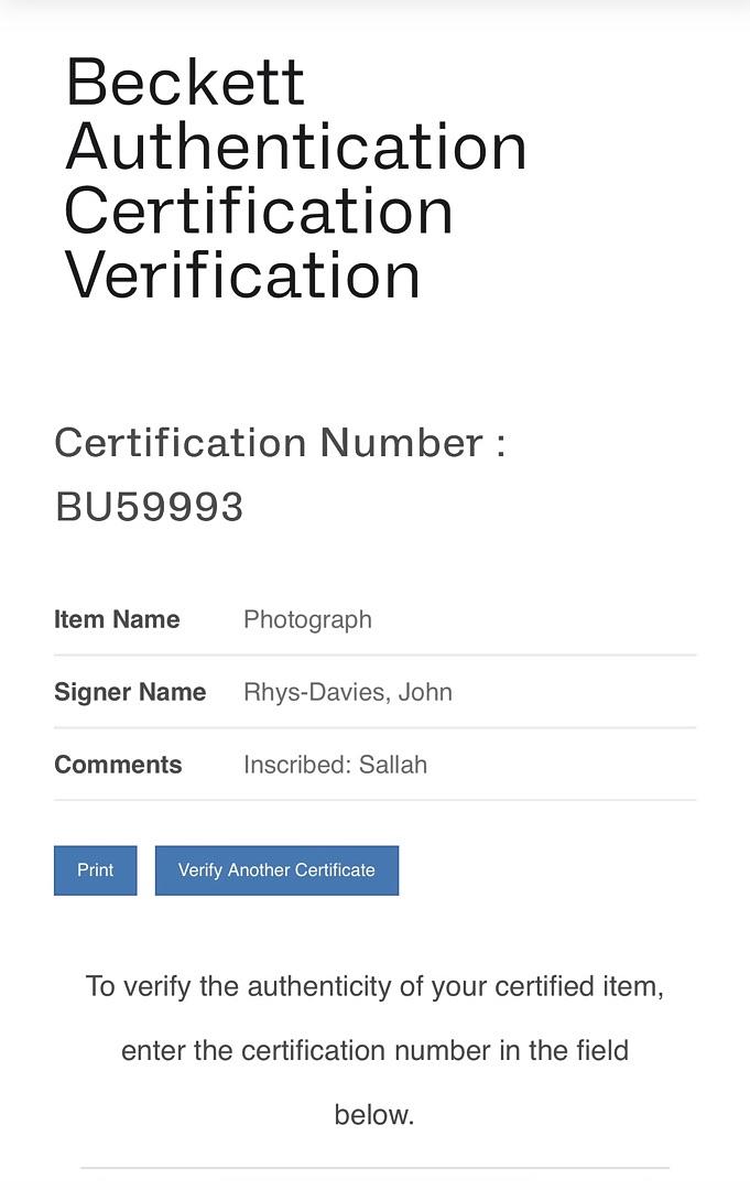 John Rhys-Davies (Raiders of the Lost Ark) signed 8x10 - Beckett COA