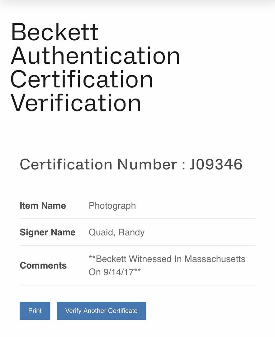 Randy Quaid Signed 8x10 Photo (Christmas Vacation) - Beckett COA