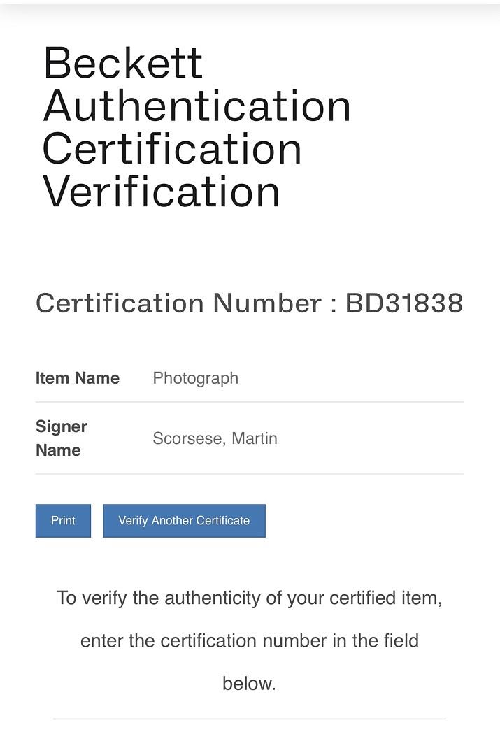 Martin Scorsese Signed 8x10 Photo - Beckett COA