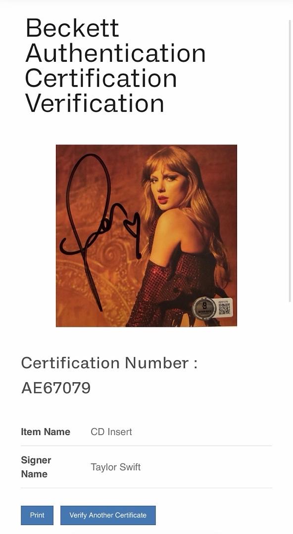 Taylor Swift matted, signed "Life of a Showgirl" CD Insert Photo 3 - Beckett COA