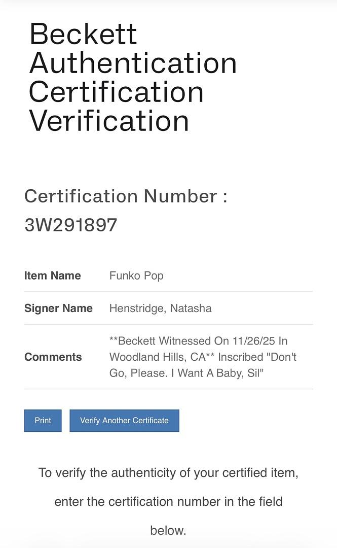 Natasha Henstridge signed "Sil" Funko #1906 w/quote (Species) - Beckett COA