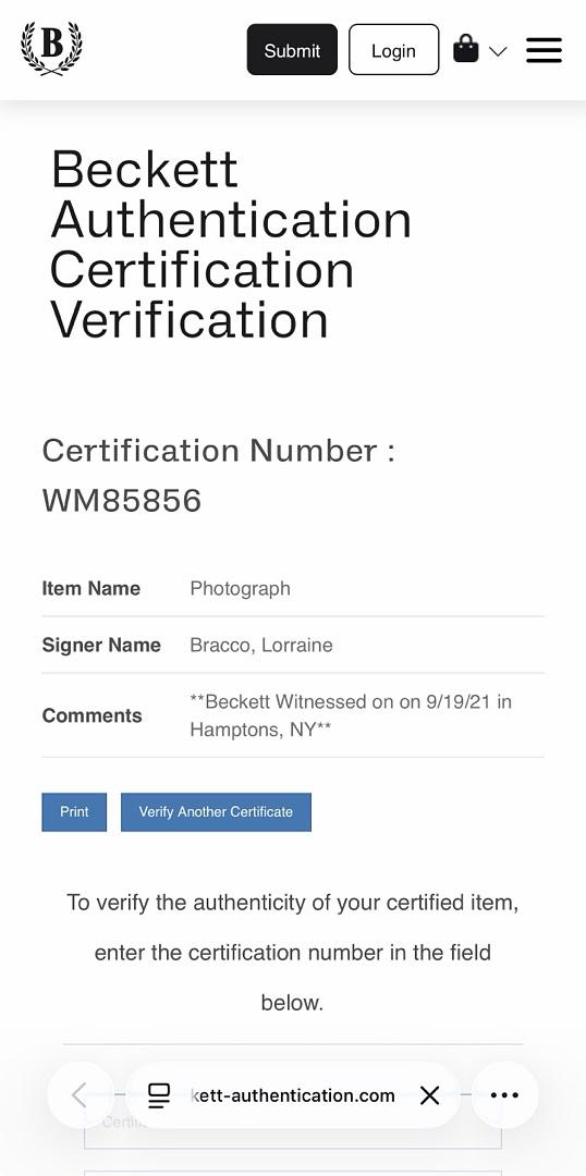 Lorraine Bracco signed 11x14 (Goodfellas) - Beckett COA