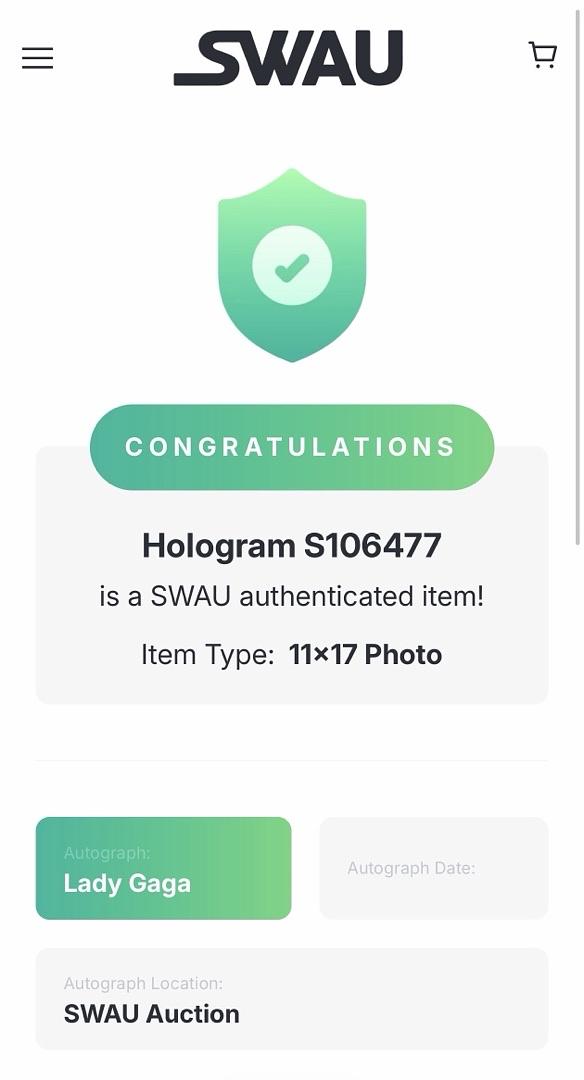 Lady Gaga signed 11x17 (House of Gucci) - SWAU COA