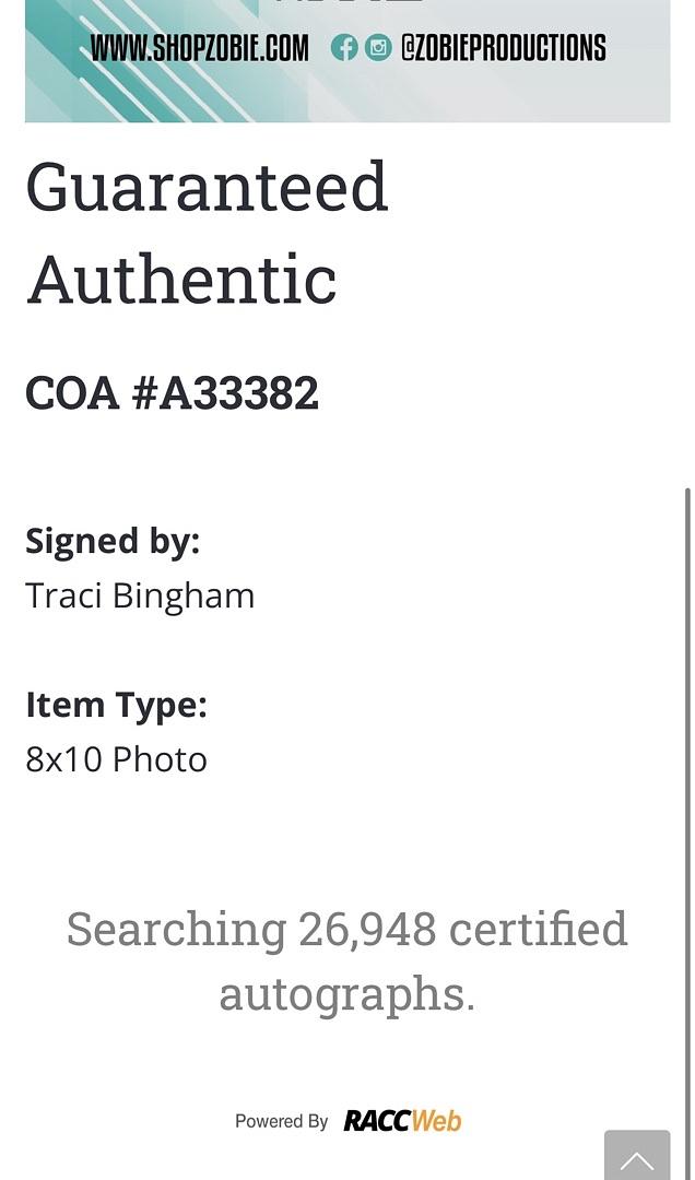 Traci Bingham sexy signed 8x10 (Baywatch) - Zobie COA