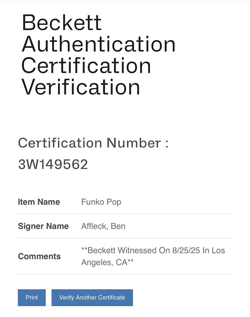 Ben Affleck signed "Batman" Funko #1341 (Flash) - Beckett COA