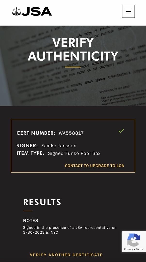 Famke Janssen signed Funko #422 "Dark Phoenix" (X-Men) - Beckett COA