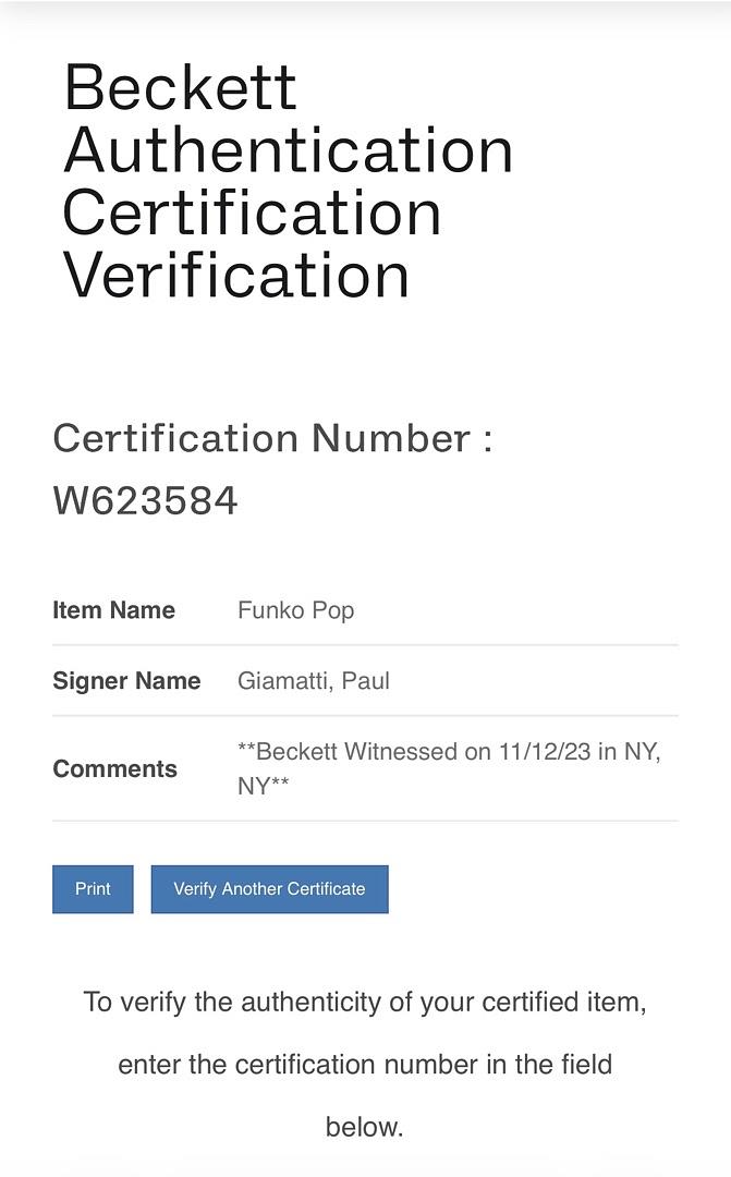 Paul Giamatti signed "Chuck" Funko #770 (Billions) - Beckett COA