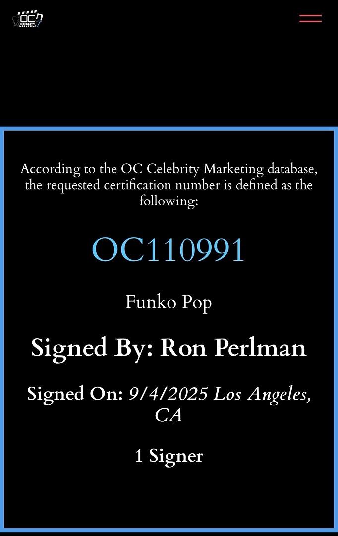 Ron Perlman signed "Optimus Primal" Funko #1376 - OC Celebrity Marketing COA