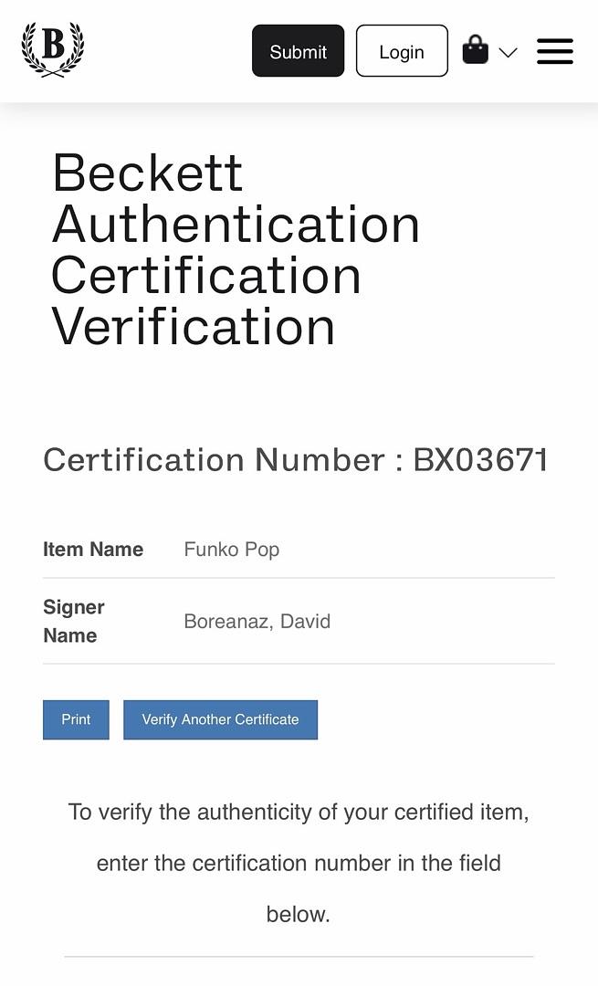 David Boreanaz signed "Angel" Funko #1618 (Buffy the Vampire Slayer) - Beckett COA