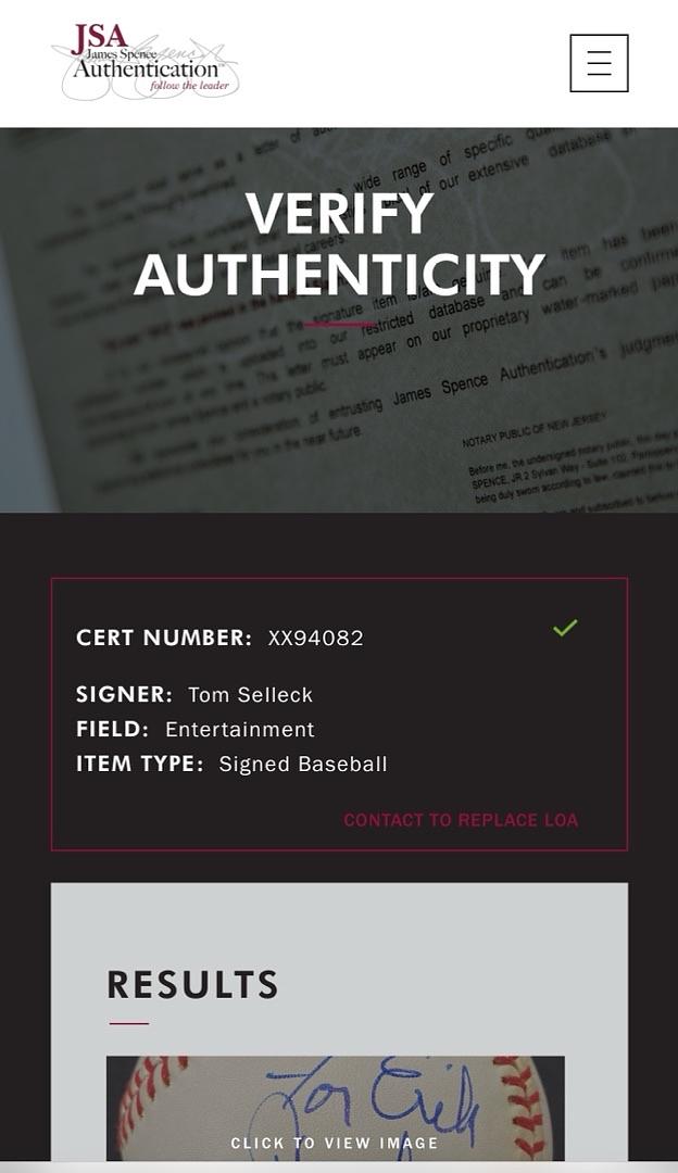 Tom Selleck signed, inscribed baseball *RARE* - JSA COA w/full letter of authenticity