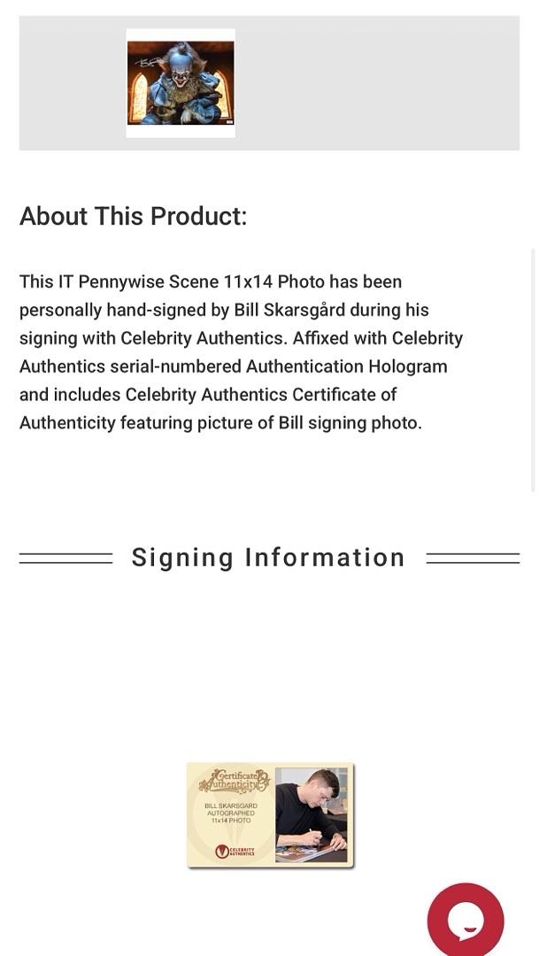 Bill Skarsgard signed (Stephen King's IT) 11x14 - Celebrity Authentics COA