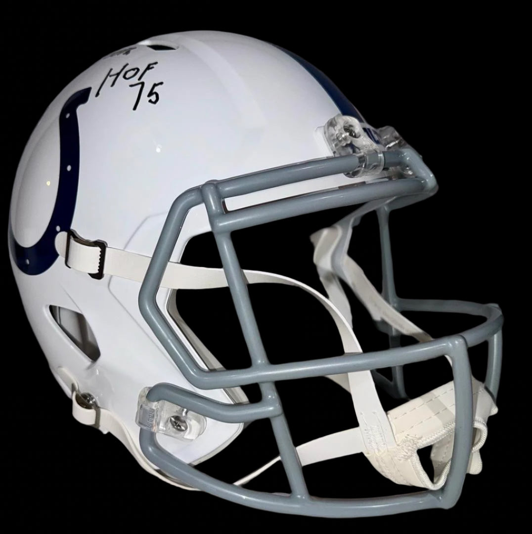 Lenny Moore (Colts) signed full size replica helmet w/HOF inscription - Schwartz COA