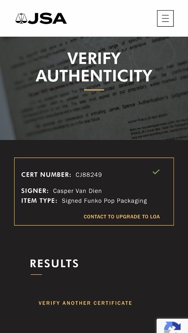 Casper VanDien signed "Johnny Rico" Funko #1047 (Starship Troopers) - JSA COA