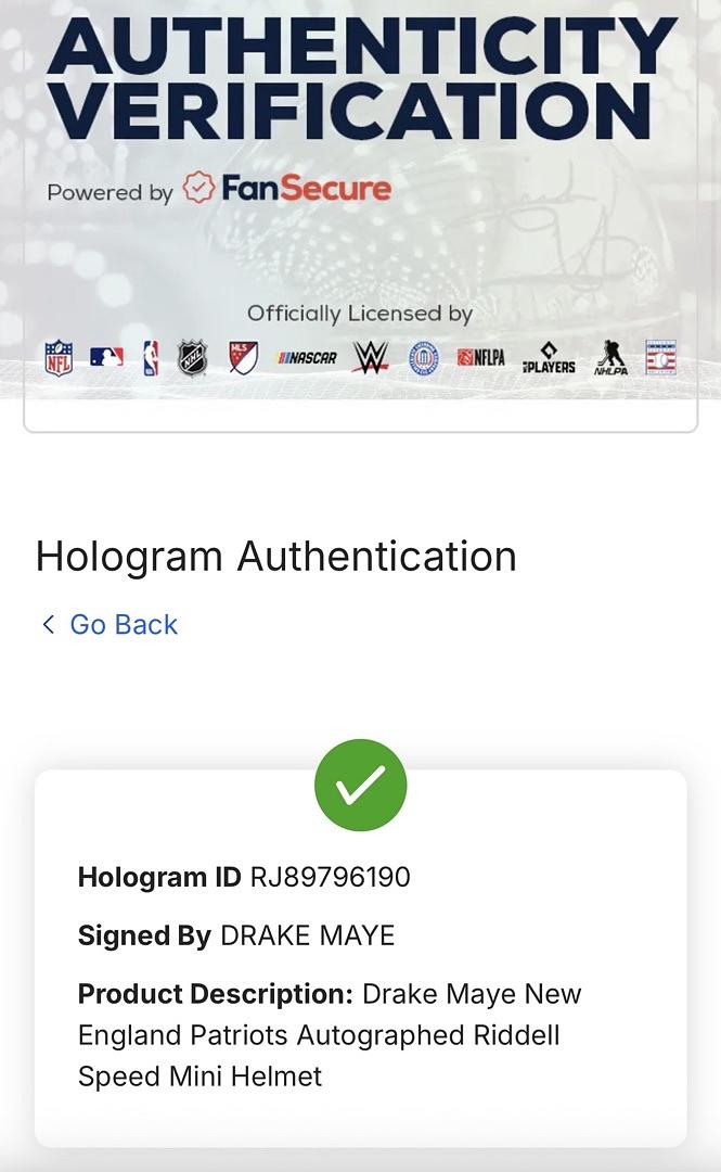 Drake Maye Signed Patriots Mini Helmet - Fanatics COA