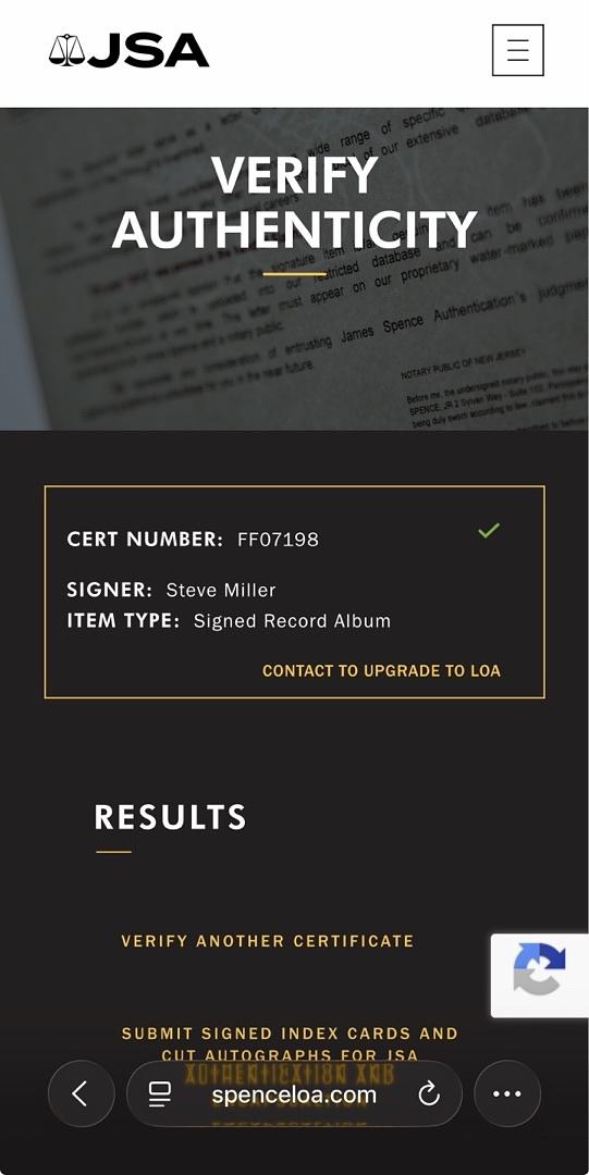 Steve Miller signed "Brave New World" album - JSA COA