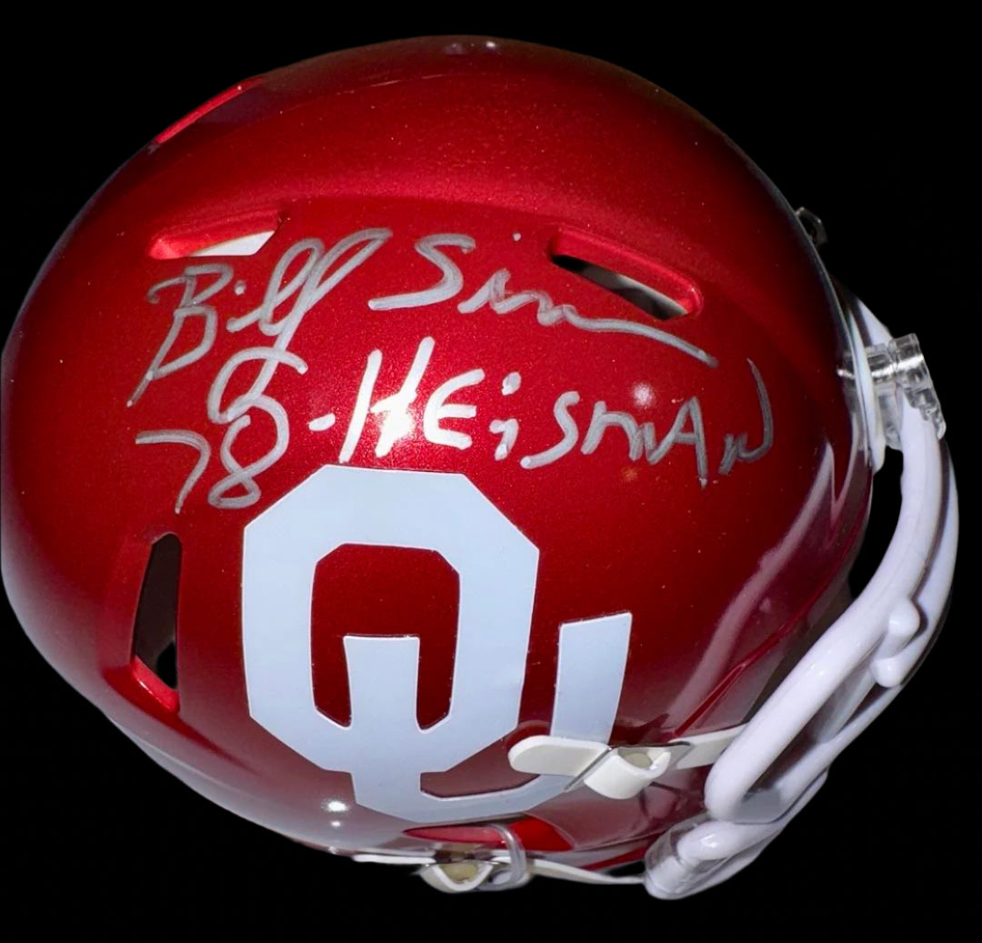 Billy Sims (Oklahoma) signed Heisman mini-helmet - Schwartz COA