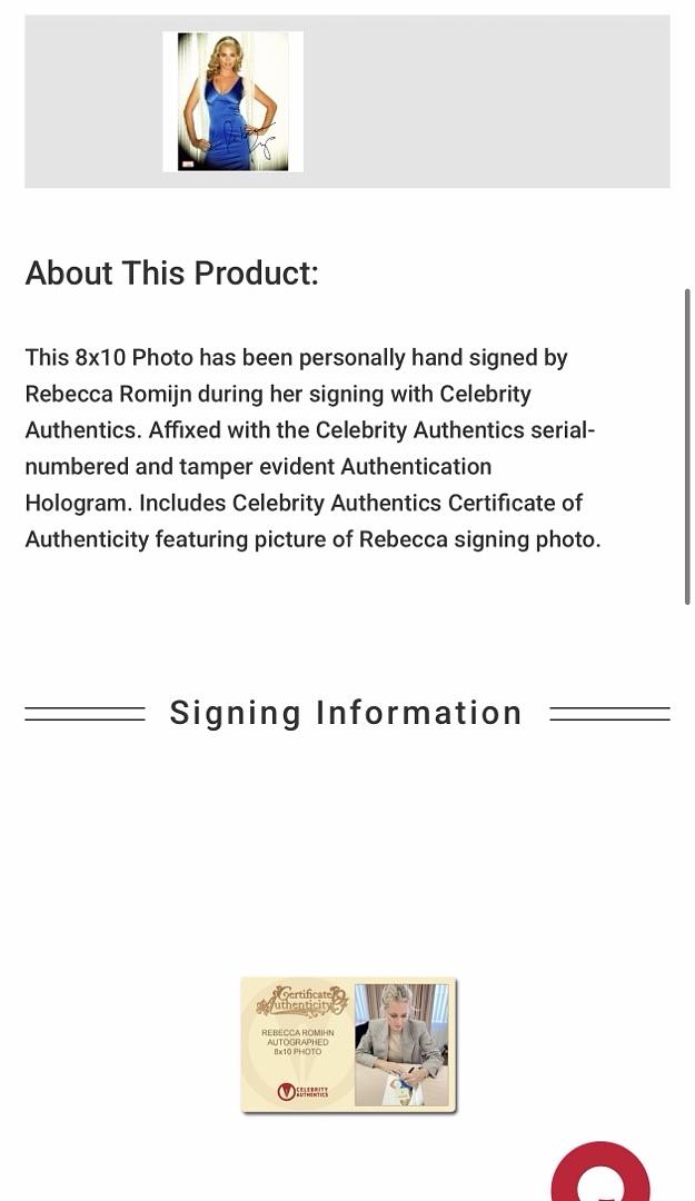 Rebecca Romjin sexy signed 8x10 - Celebrity Authentics COA